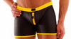 Leatherlike-Micro 2-way-Zip-Short black-yellow