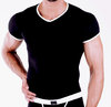 Micro-Basic V-Shirt schwarz-weiss