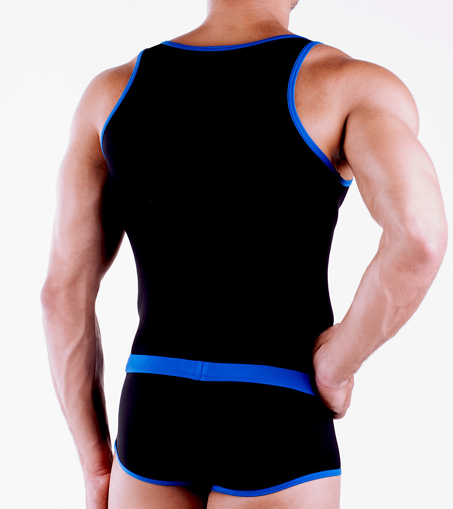 Micro-Basic Athletik Shirt schwarz-blau
