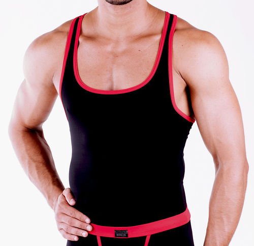 Micro-Basic Muscle Shirt black-red