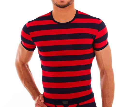 Matrosen round neck-Shirt marine-red wide