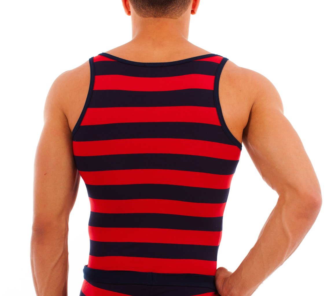 Matrosen Athletic Shirt marine-rot breit