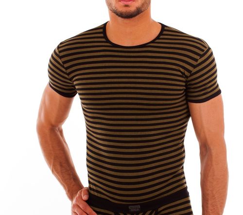 Cotton Stripes Shirt olive-black