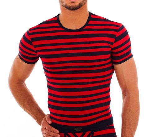 Matrosen round neck-Shirt marine-red slim