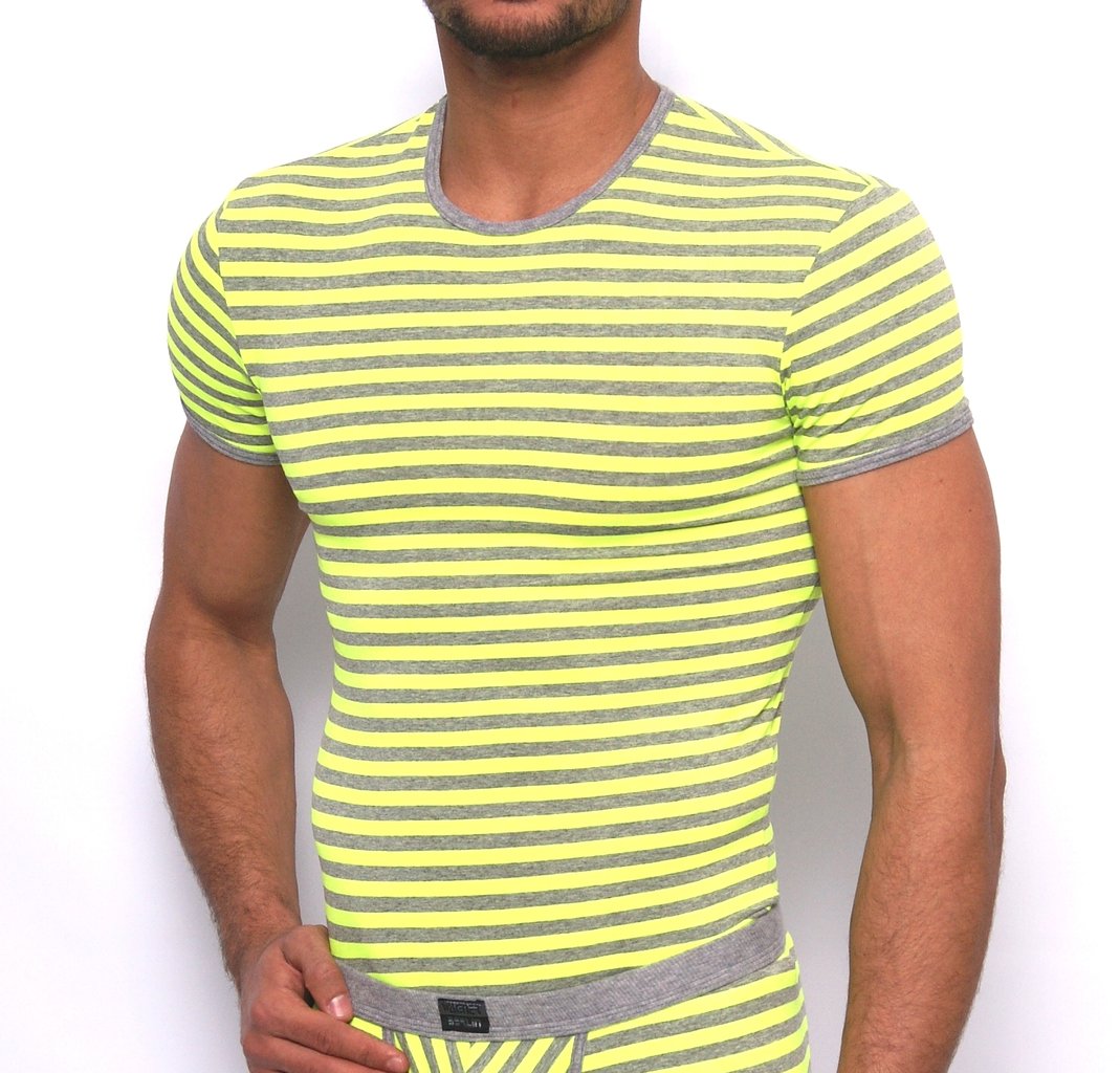 Stripes RH Shirt grau-neongelb