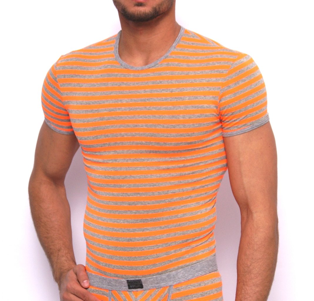 Stripes RH Shirt grau-neonorange