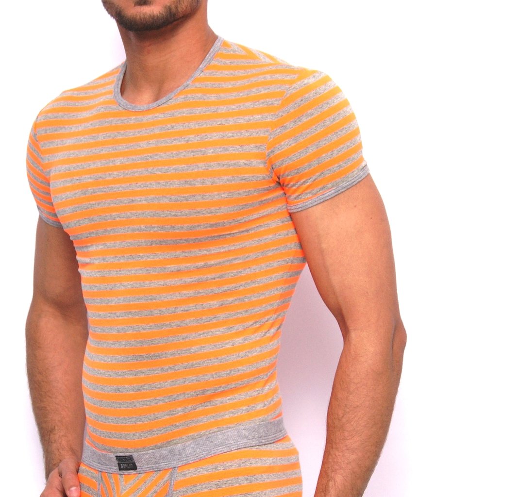 Stripes RH Shirt grau-neonorange