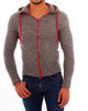 Hoodie knit gray zip red