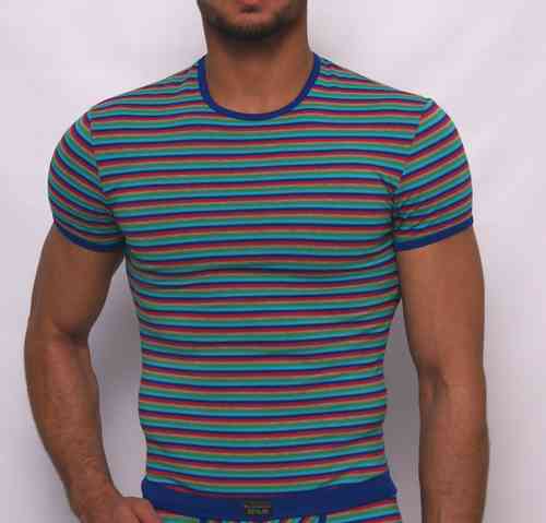 Stripes Rundhals Shirt blau-rot-grau