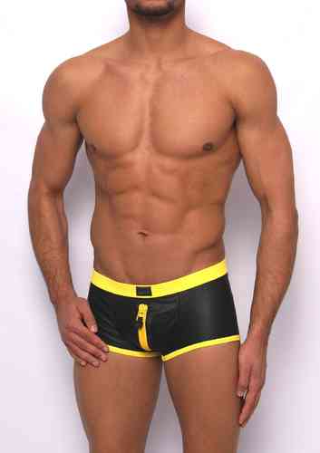 Leatherlike-Micro Front-Zip-Pant Zip yellow