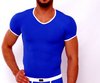 Micro-Basic V-Shirt blau-weiss