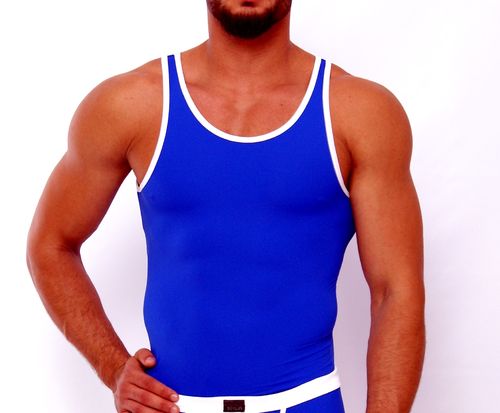Micro-Basic Athletik Shirt blau-weiss