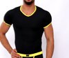 Micro-Basic V-Shirt schwarz-gelb