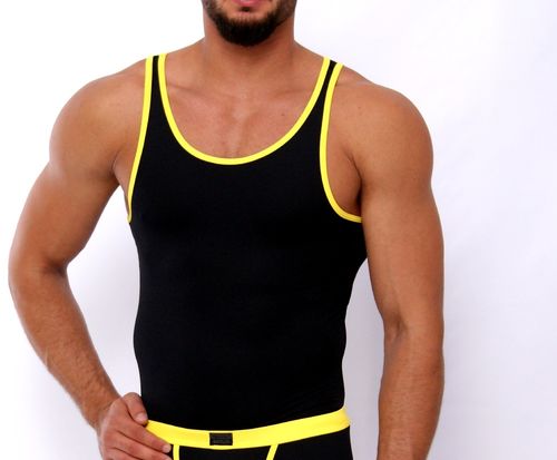 Micro-Basic Athletik Shirt schwarz-gelb