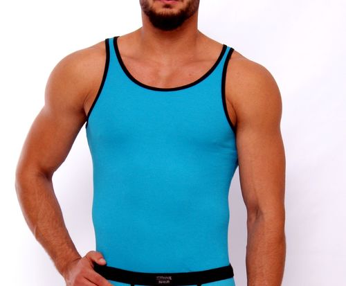 CottonRipp Athletic Shirt turquoise-black