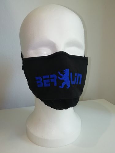 Cottonmask Embroidery Berlin with Bear black blue
